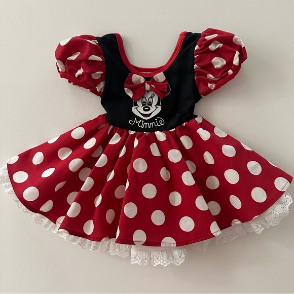 Disney Minnie Mouse 12 Months baby Girl Red Polka Dot Dress Costume - Picture 1 of 7